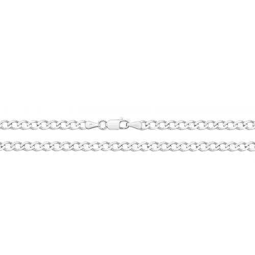 9CT White Gold Flat Curb Bevelled Chain - CH195W