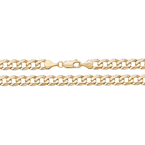 9ct Yellow Gold Flat Bevelled Curb Chain - 6.5mm