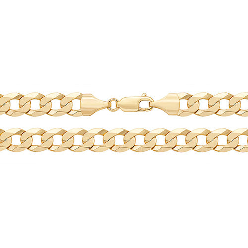 9CT Gold Flat Bevelled Curb Chain