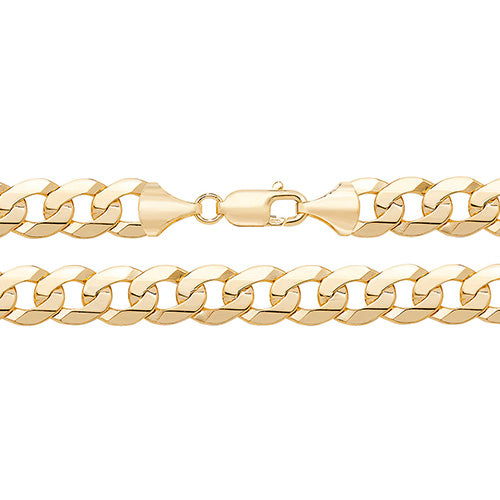 9ct Yellow Gold Flat Bevelled Curb Chain - 11mm