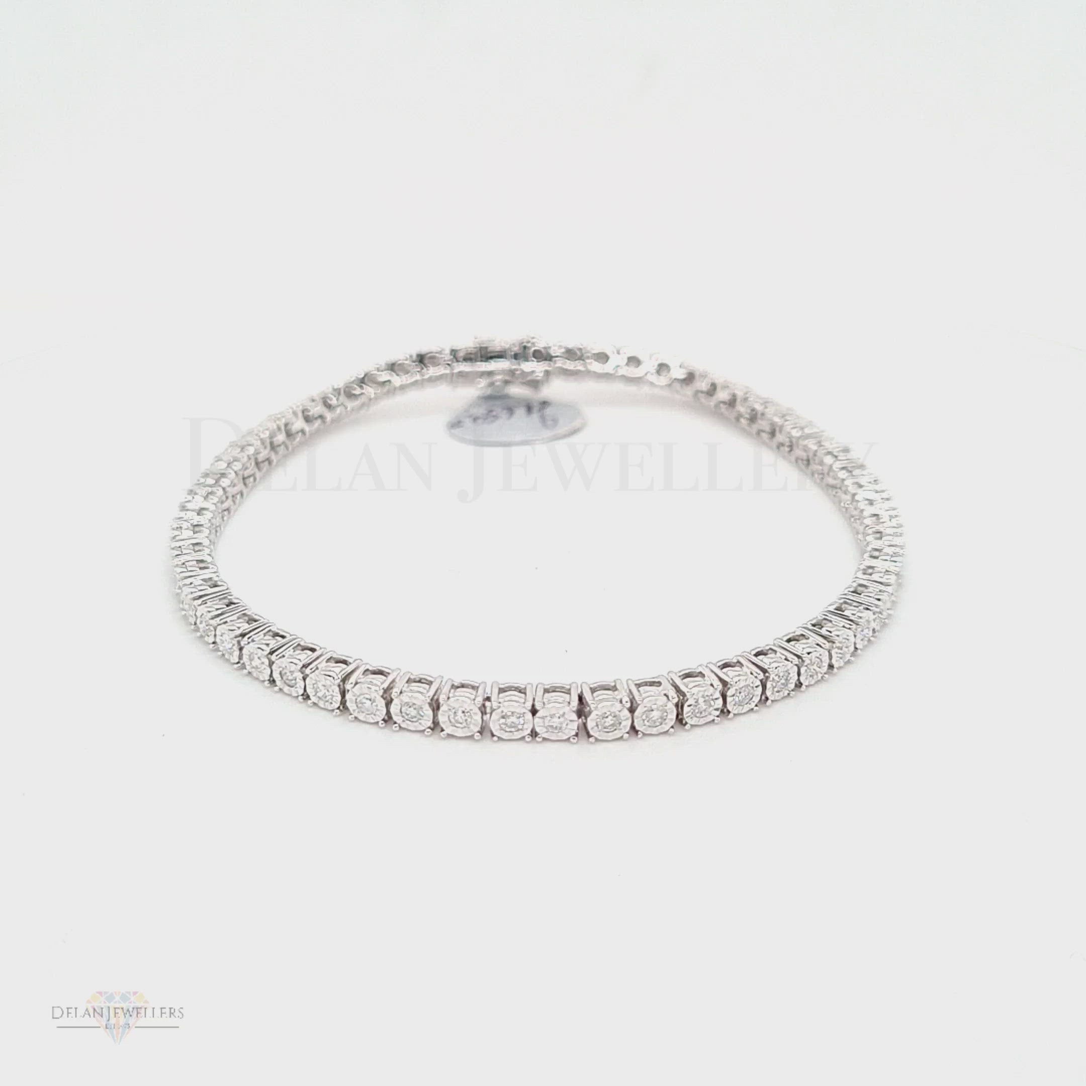 White Gold Diamond Tennis Bracelet - 1.02ct