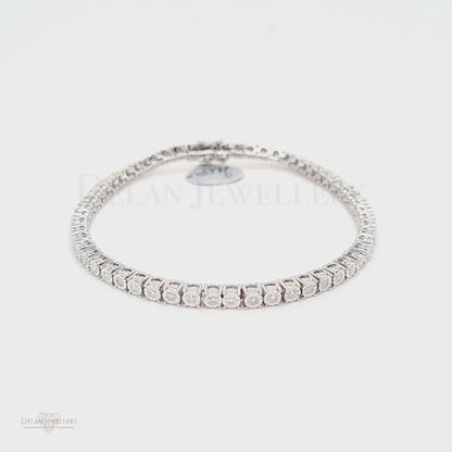 White Gold Diamond Tennis Bracelet - 1.02ct