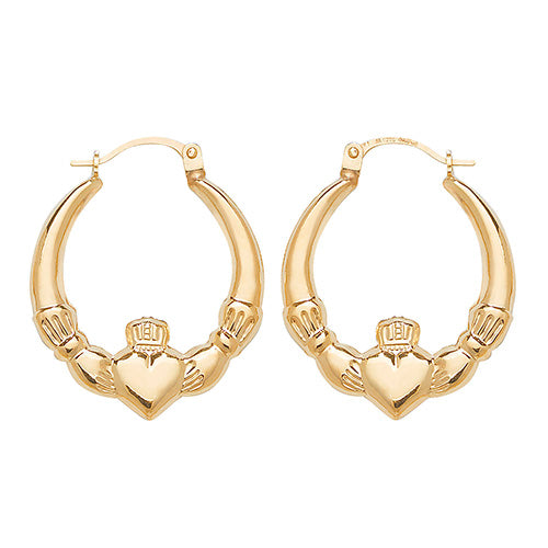 9Ct Gold Claddagh Creole Earrings ER070