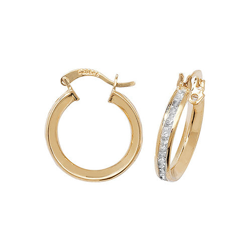 9Ct Gold CZ Hoops