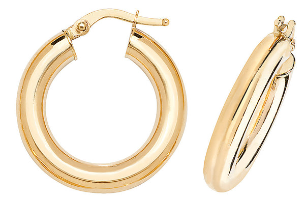 9ct Yellow Gold Plain Hoops