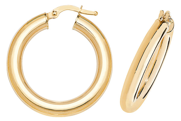 9ct Yellow Gold Plain Hoops