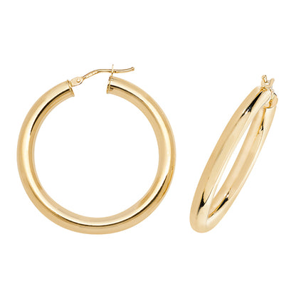 9Ct Gold Tube Hoops - ER1004