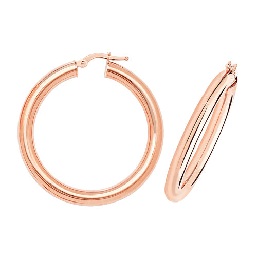 9Ct Rose Gold Tube Hoops