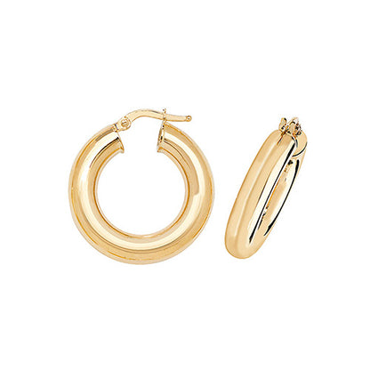 9Ct Gold Tube Hoops - ER1005