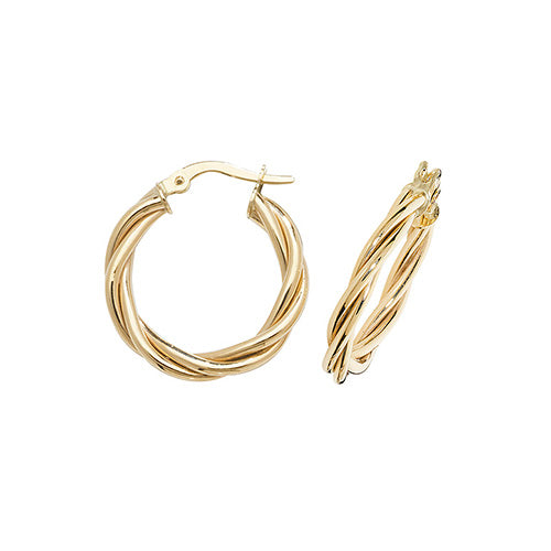 9Ct Gold Twisted Hoops