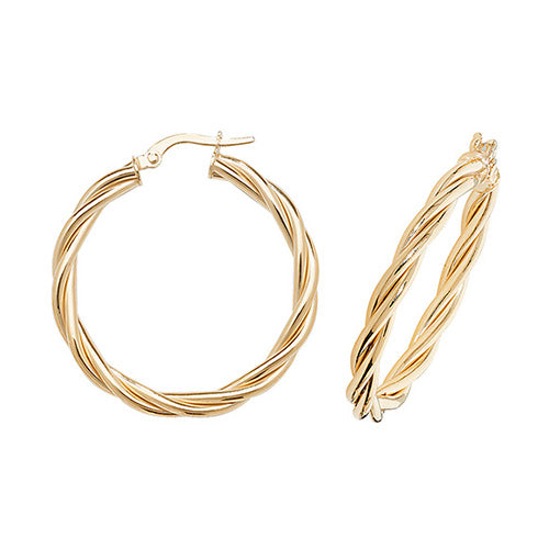 9Ct Gold Twisted Hoops - ER1006