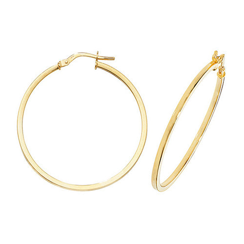 9Ct Gold Square Hoops