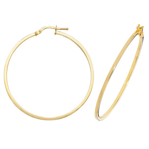 9Ct Gold Square Hoops