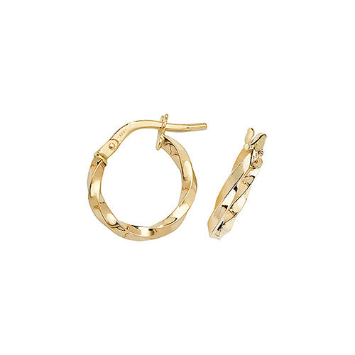 9Ct Gold Twisted/Oval Hoops - ER1008