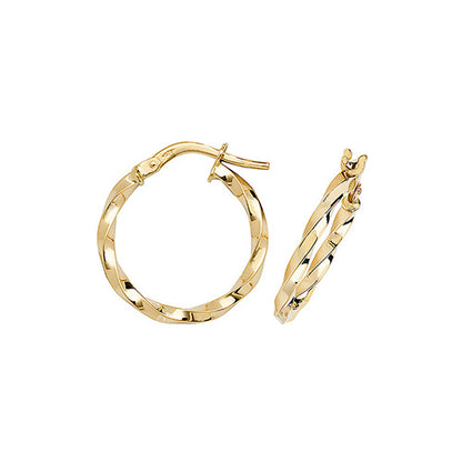 9Ct Gold Twisted/Oval Hoops - ER1008