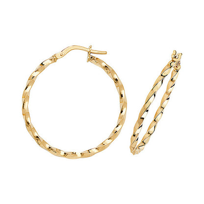 9Ct Gold Twisted/Oval Hoops - ER1008