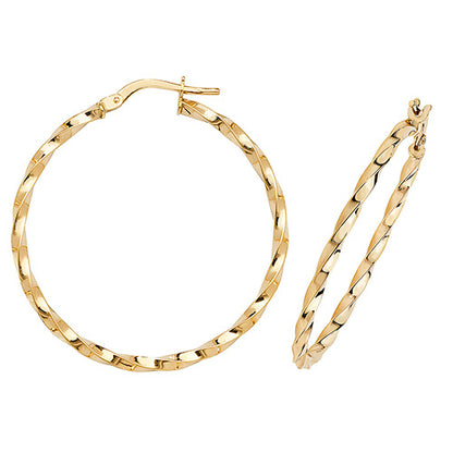 9Ct Gold Twisted/Oval Hoops - ER1008