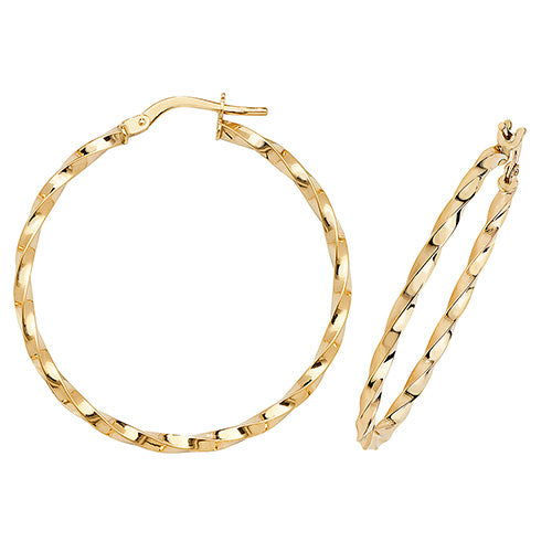 9Ct Gold Twisted/Oval Hoops - ER1008