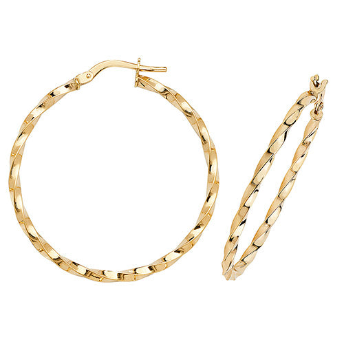 9Ct Gold Twisted/Oval Hoops