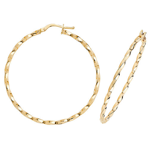 9Ct Gold Twisted/Oval Hoops - ER1008