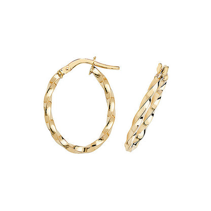 9Ct Gold Twisted/Oval Hoops - ER1008