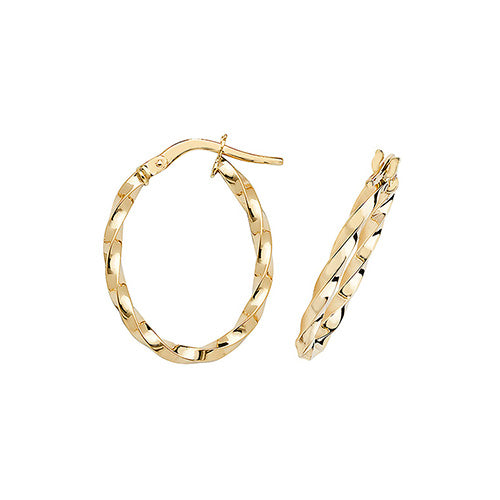 9Ct Gold Twisted/Oval Hoops - ER1008