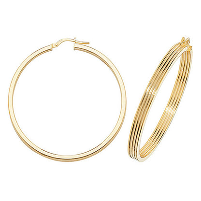 9Ct Gold 3 Row Hoops ER1017