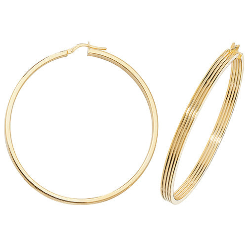 9Ct Gold 3 Row Hoops ER1017