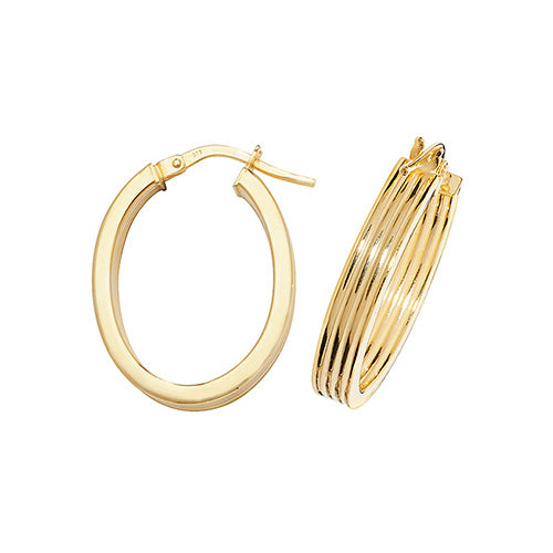 9Ct Gold 3 Row Hoops ER1017