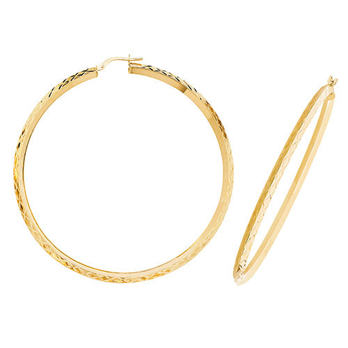 9Ct Gold Diamond Cut Hoops ER1018