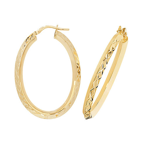 9Ct Gold Diamond Cut Hoops ER1018