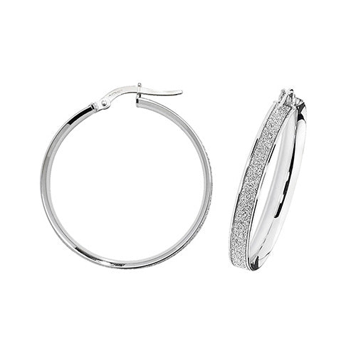 9Ct White Gold Moondust Hoops ER1023W