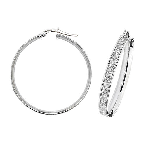 9Ct White Gold Moondust Hoops ER1023W