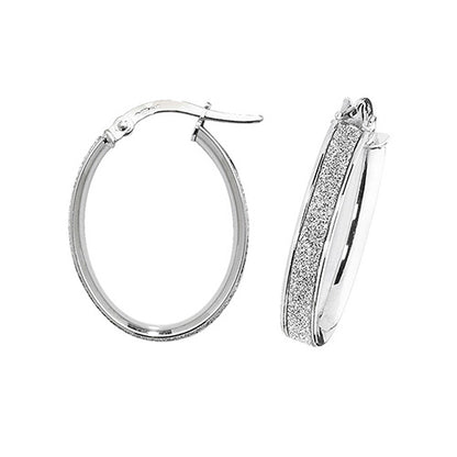 9Ct White Gold Moondust Hoops ER1023W