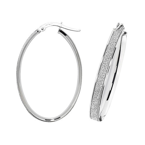 9Ct White Gold Moondust Hoops ER1023W