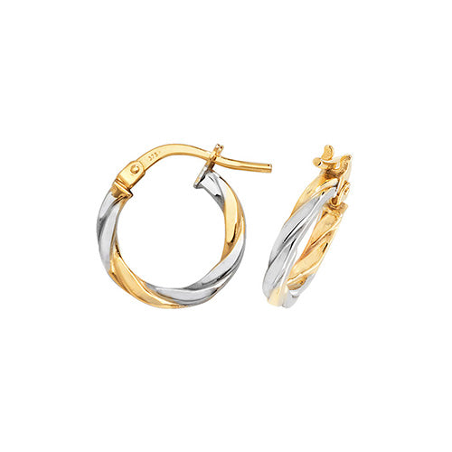 9Ct Gold 2 Tone Twisted Hoops ER1041YW