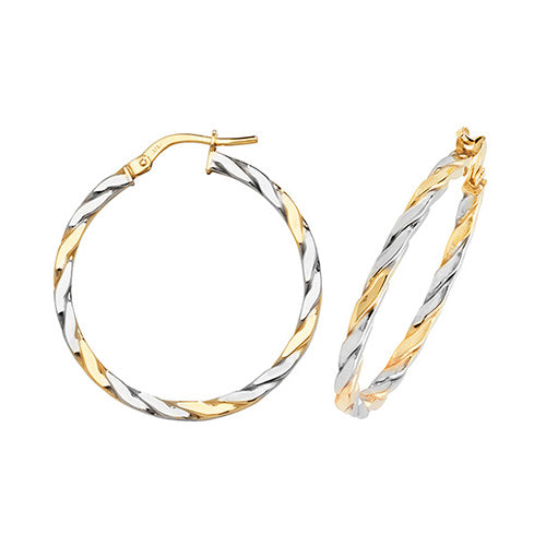 9Ct Gold 2 Tone Twisted Hoops ER1041YW