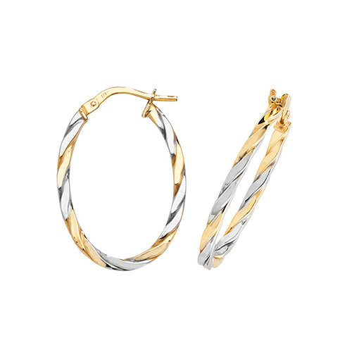 9Ct Gold 2 Tone Twisted Hoops ER1041YW