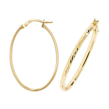 9Ct Gold Diamond Cut Hoops ER1042