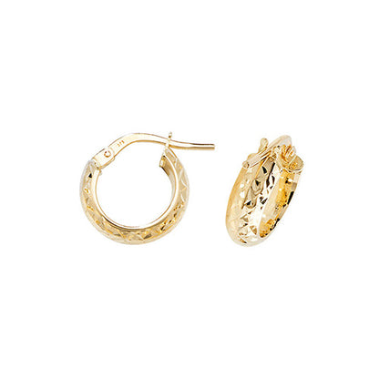 9Ct Gold 2 Tone Diamond Cut Oval Hoops ER1044