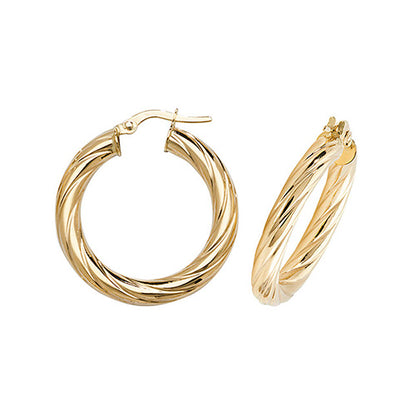 9Ct Gold Twisted Hoops ER1059