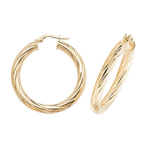 9Ct Gold Twisted Hoops ER1059