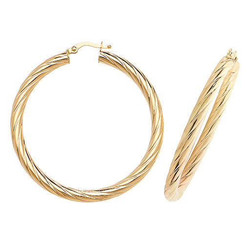 9Ct Gold Twisted Hoops ER1059