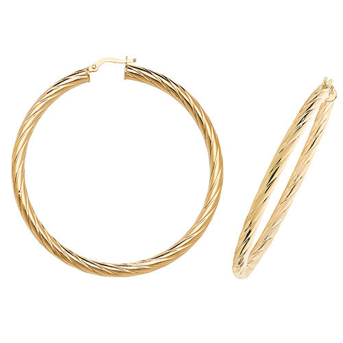 9Ct Gold Twisted Hoops ER1059