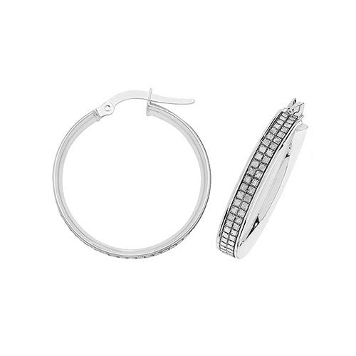 9Ct White Gold Moondust Hoops ER1063W