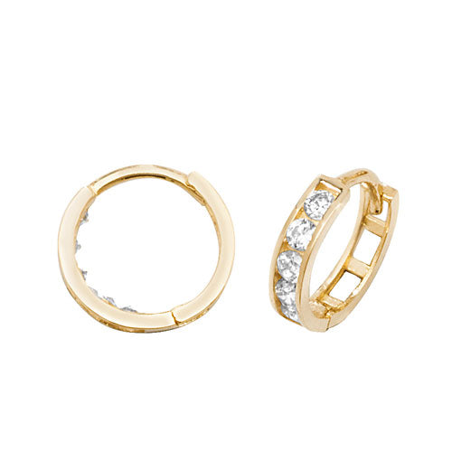 9Ct Gold Cz Hinged Hoops - ER1081