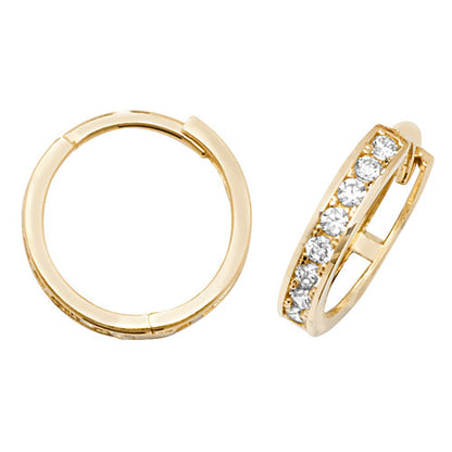 9Ct Gold Cz Hinged Hoops - ER1081