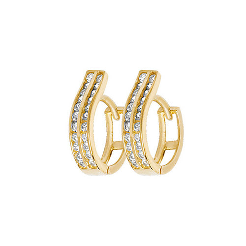 9Ct Gold Cz Hinged Hoops - ER1147