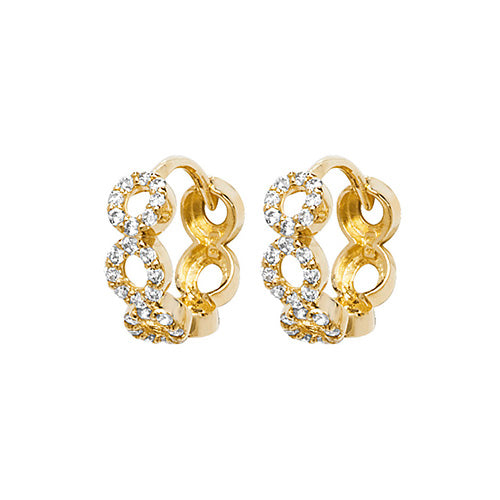 9Ct Gold Cz Infiniy Hinged Hoops - ER1149