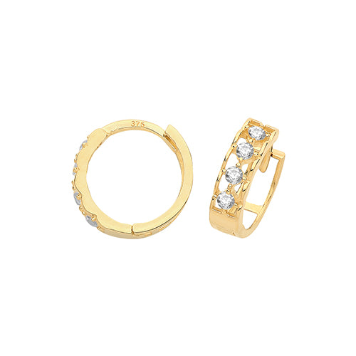 9Ct Gold Cz Hinged Hoops - ER1177